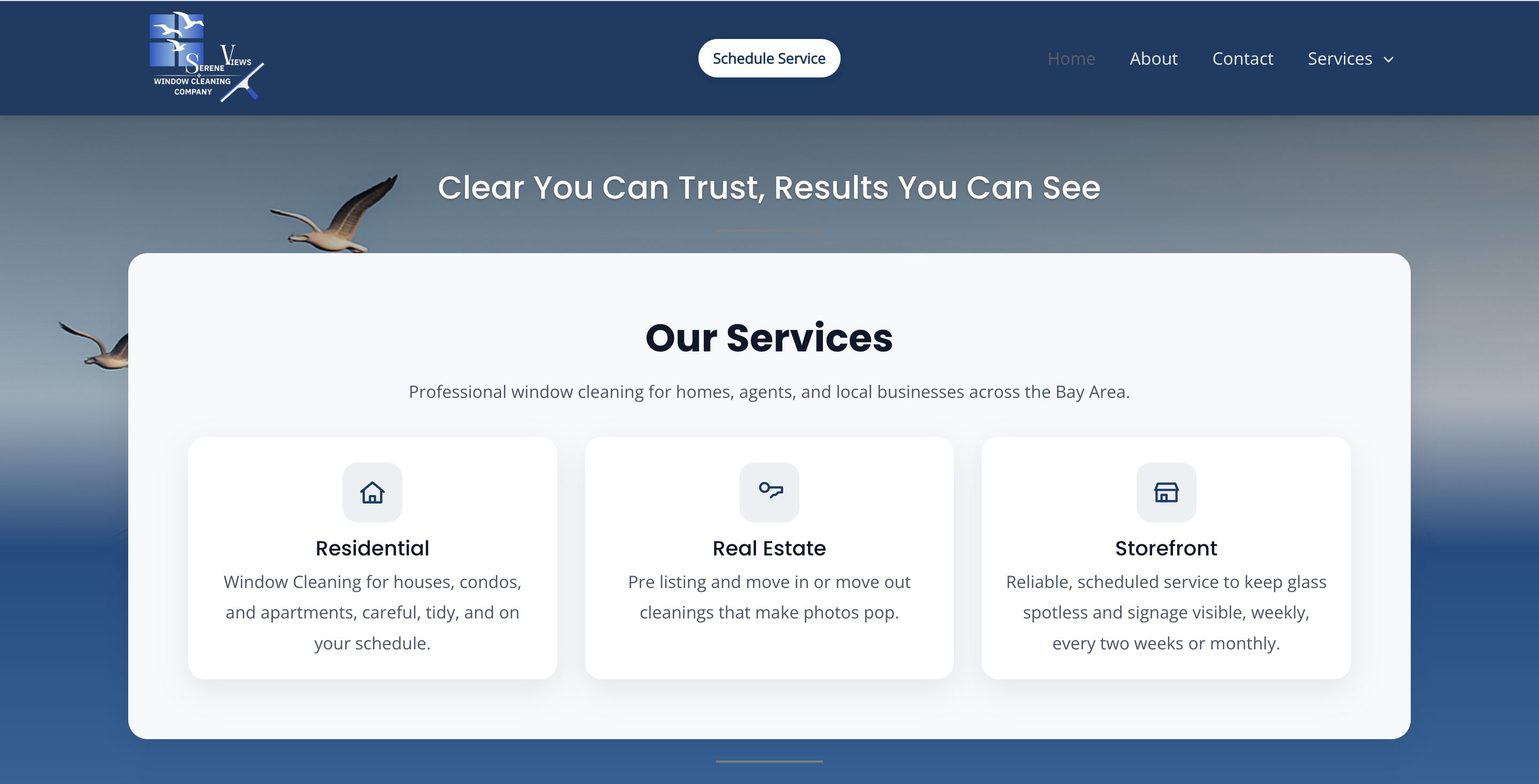 Serene Views Window Cleaning website preview